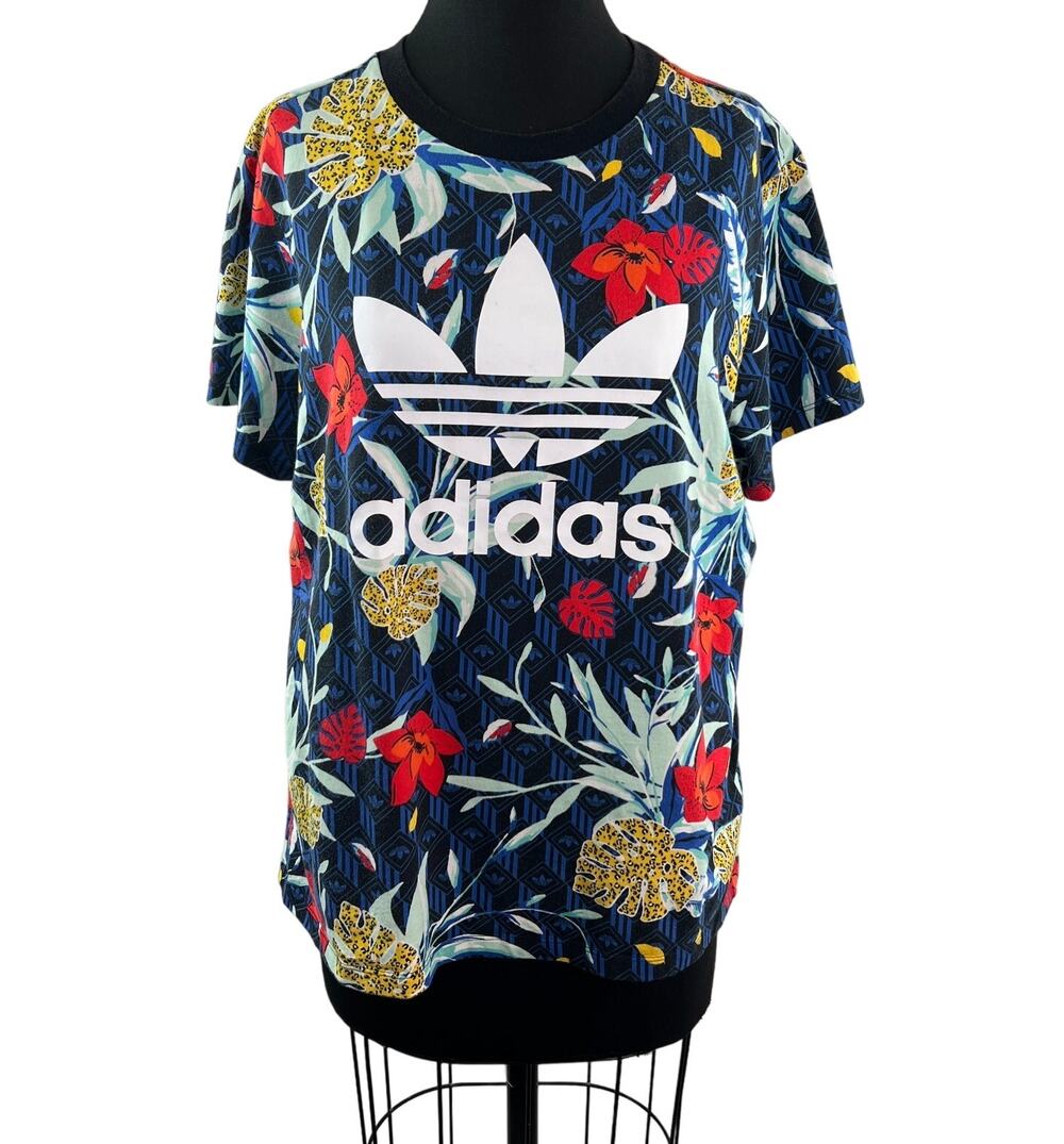 Adidas HER Studio London Top Floral Crew Neck Loose Fit Pullover Size M Medium